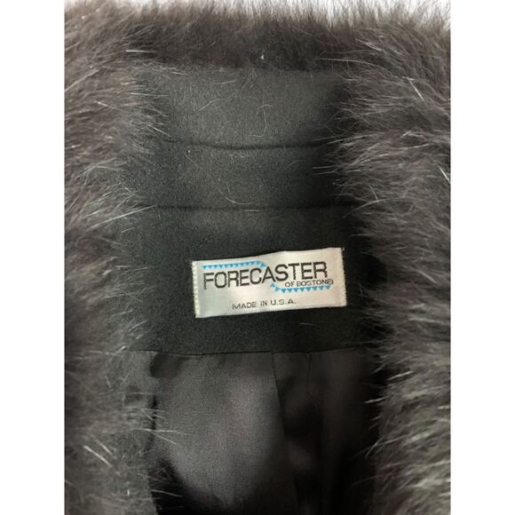 Size 10 Forecaster Womens Black Wool Blend Coat Faux Fur Collar Vintage - Picture 10 of 12